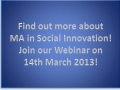 Webinar on the Master of Arts in Social Innovation in March